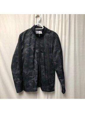 AND1 Jacket Mens Size Medium Black Gray Camouflage Full Zippered Athletic Track
